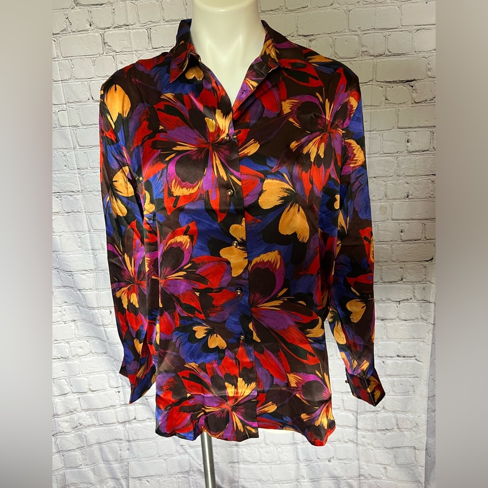 JOHNNY WAS SILK BUTTON DOWN BLOUSE